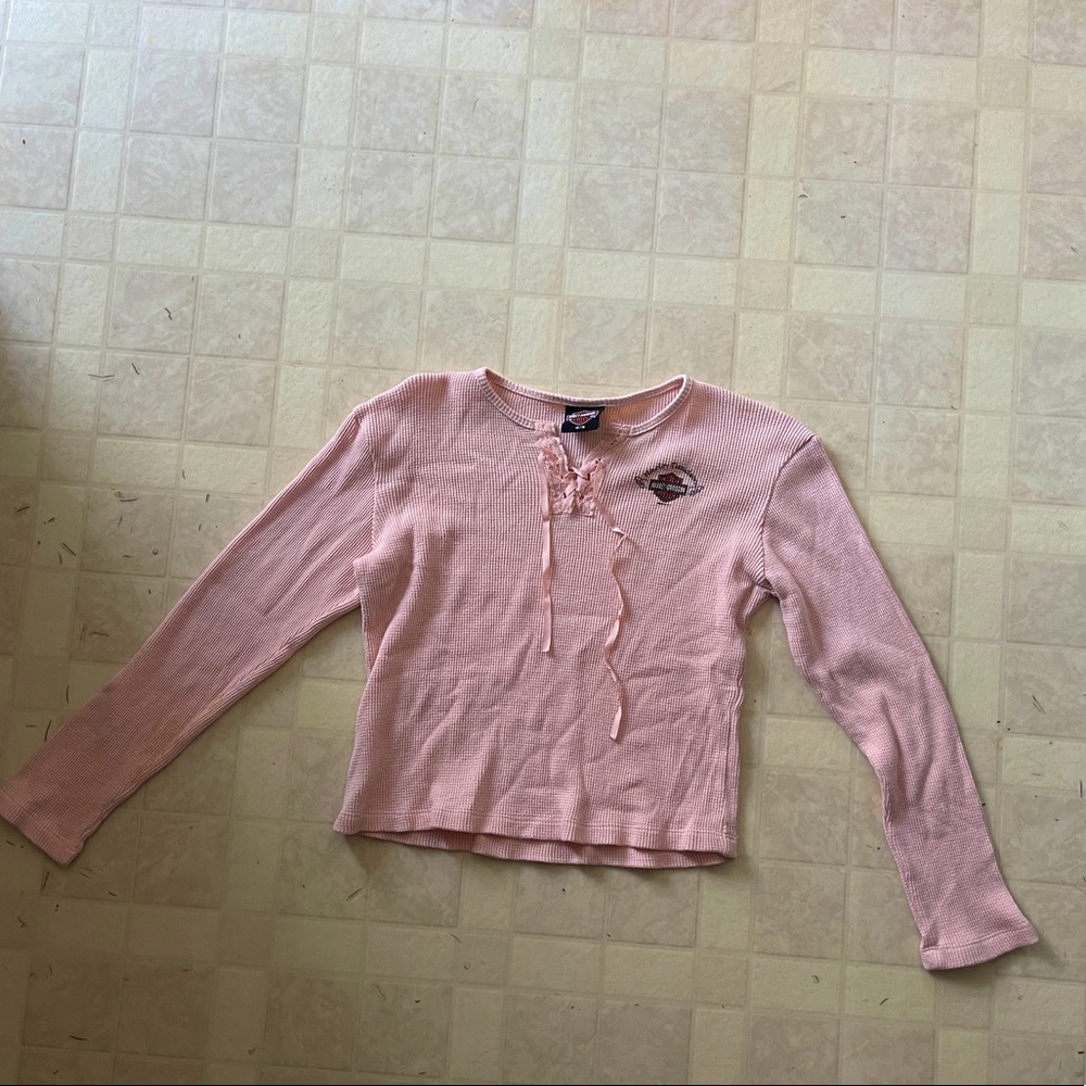 baby pink Harley Davidson long sleeve